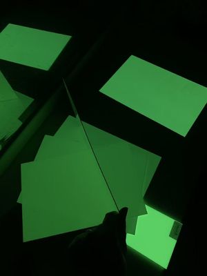 Coated Eco-solvent/UV printable 1x1.2m PVC photoluminescent rigid sheet panels 1.1mm glow in the dark sheets  4-12 hours for Emergency/Fire Extinguisher  Signs